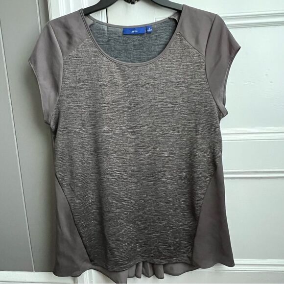 Apt.9 Satin Gray Metallic Lightweight Crewneck Stretchy Blouse  S - Picture 1 of 4